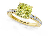 Yellow gold Fancy Yellow Cushion Cut Diamond Pavé Solitaire Engagement Ring with Four-Prong Setting_72