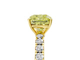 Yellow gold Fancy Yellow Cushion Cut Diamond Pavé Solitaire Engagement Ring with Four-Prong Setting_76