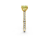Yellow gold Fancy Yellow Cushion Cut Diamond Pavé Solitaire Ring with Round Band and Prong Setting_14