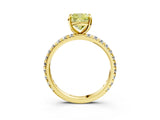 Yellow gold Fancy Yellow Cushion Cut Diamond Pavé Solitaire Ring with Round Band and Prong Setting_15