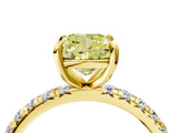 Yellow gold Fancy Yellow Cushion Cut Diamond Pavé Solitaire Ring with Round Band and Prong Setting_16