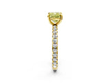 Yellow gold Fancy Yellow Cushion Cut Diamond Pavé Solitaire Ring with Round Band and Prong Setting_26