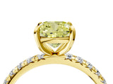 Yellow gold Fancy Yellow Cushion Cut Diamond Pavé Solitaire Ring with Round Band and Prong Setting_28