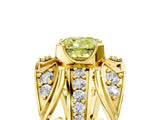 Yellow gold Fancy Yellow Cushion Cut Diamond Pave Art Deco Split Shank Ring with Four-Prong Setting_5