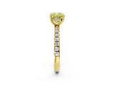 Yellow gold Fancy Yellow Cushion Cut Diamond Pave Band Solitaire Ring with Four-Prong Setting_60