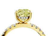 Yellow gold Fancy Yellow Cushion Cut Diamond Pave Band Solitaire Ring with Four-Prong Setting_62