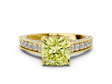 Yellow gold Fancy Yellow Cushion  Cut Diamond Pave Band with Four-Prong Setting_20