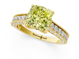 Yellow gold Fancy Yellow Cushion  Cut Diamond Pave Band with Four-Prong Setting_21