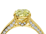 Yellow gold Fancy Yellow Cushion  Cut Diamond Pave Band with Four-Prong Setting_24