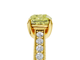Yellow gold Fancy Yellow Cushion  Cut Diamond Pave Band with Four-Prong Setting_25