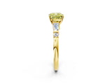Yellow gold Fancy Yellow Cushion  Cut Diamond Ring with Baguette Side Stones, Channel Set Band, and Four-Prong Setting_26