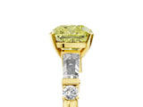 Yellow gold Fancy Yellow Cushion  Cut Diamond Ring with Baguette Side Stones, Channel Set Band, and Four-Prong Setting_29