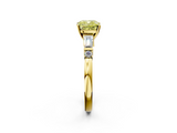 Yellow gold Fancy Yellow Cushion  Cut Diamond Ring with Baguette Side Stones, Channel Set Band, and Four-Prong Setting_5