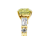 Yellow gold Fancy Yellow Cushion  Cut Diamond Ring with Baguette Side Stones, Channel Set Band, and Four-Prong Setting_8
