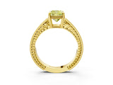 Yellow gold Fancy Yellow Cushion Cut Diamond Ring with Milgrain Pavé Band and Four-Prong Setting_28