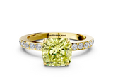 Yellow gold Fancy Yellow Cushion  Cut Diamond Ring with Pavé Band and Four-Prong Setting_68