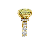 Yellow gold Fancy Yellow Cushion  Cut Diamond Ring with Pavé Band and Four-Prong Setting_73