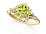 Yellow gold Fancy Yellow Cushion Cut Diamond Ring with Side Stones and Four-Prong Setting_79