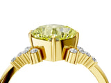 Yellow gold Fancy Yellow Cushion Cut Diamond Ring with Side Stones and Four-Prong Setting_82