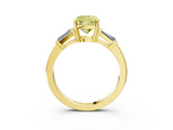 Yellow gold Fancy Yellow Cushion  Cut Diamond Ring with Tapered Baguette Side Stones in Four-Prong Setting_6