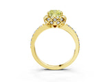 Yellow gold Fancy Yellow Cushion Cut Diamond Scalloped Halo Engagement Ring with Round Shared Prong Band_27
