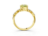 Yellow gold Fancy Yellow Cushion Cut Diamond Scattered Round Accent Ring with Prong Setting_15