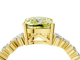 Yellow gold Fancy Yellow Cushion Cut Diamond Scattered Round Accent Ring with Prong Setting_16