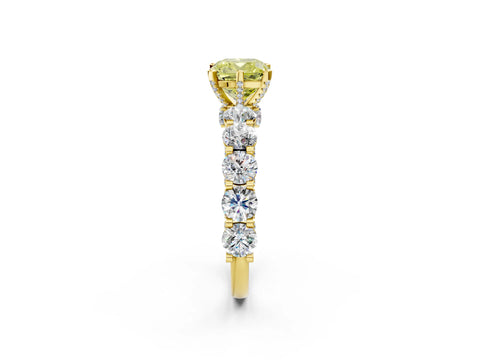 Yellow gold Fancy Yellow Cushion Cut Diamond Side Stone Engagement Ring with Four-Prong Setting_26