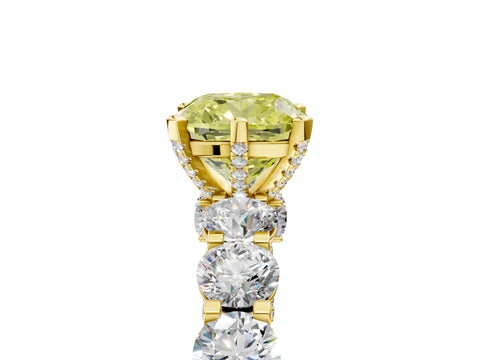 Yellow gold Fancy Yellow Cushion Cut Diamond Side Stone Engagement Ring with Four-Prong Setting_29