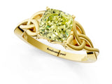 Yellow gold Fancy Yellow Cushion Cut Diamond Solitaire Celtic Knot Ring with Four-Prong Setting_42