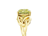 Yellow gold Fancy Yellow Cushion Cut Diamond Solitaire Celtic Knot Ring with Four-Prong Setting_46