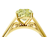Yellow gold Fancy Yellow Cushion Cut Diamond Solitaire Engagement Ring with Cathedral Setting and Four-Prong Mount_112