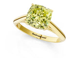 Yellow gold Fancy Yellow Cushion Cut Diamond Solitaire Engagement Ring with Cathedral Setting and Four-Prong Mount_25