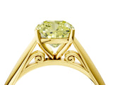 Yellow gold Fancy Yellow Cushion Cut Diamond Solitaire Engagement Ring with Cathedral Setting and Four-Prong Mount_28