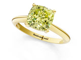Yellow gold Fancy Yellow Cushion Cut Diamond Solitaire Engagement Ring with Classic Band and Four-Prong Setting_102