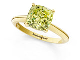 Yellow gold Fancy Yellow Cushion Cut Diamond Solitaire Engagement Ring with Classic Band and Four-Prong Setting_25