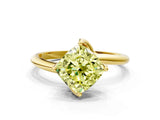 Yellow gold Fancy Yellow Cushion Cut Diamond Solitaire Engagement Ring with Four-Prong Setting and Classic Band_20