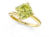 Yellow gold Fancy Yellow Cushion Cut Diamond Solitaire Engagement Ring with Four-Prong Setting and Classic Band_21