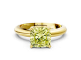 Yellow gold Fancy Yellow Cushion Cut Diamond Solitaire Engagement Ring with Round Band and Four-Prong Setting_157