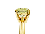 Yellow gold Fancy Yellow Cushion Cut Diamond Solitaire Engagement Ring with Round Band and Four-Prong Setting_162