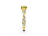 Yellow gold Fancy Yellow Cushion Cut Diamond Solitaire Engagement Ring with Twisted Pavé Band and Four-Prong Setting_47