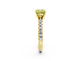 Yellow gold Fancy Yellow Cushion Cut Diamond Solitaire Pavé Engagement Ring with Round Band and Prong Setting_15