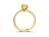 Yellow gold Fancy Yellow Cushion Cut Diamond Solitaire Pavé Engagement Ring with Round Band and Prong Setting_16