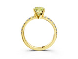 Yellow gold Fancy Yellow Cushion Cut Diamond Solitaire Pavé Engagement Ring with Round Band and Prong Setting_52