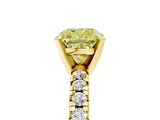 Yellow gold Fancy Yellow Cushion Cut Diamond Solitaire Pavé Engagement Ring with Round Band and Prong Setting_54