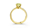 Yellow gold Fancy Yellow Cushion Cut Diamond Solitaire Pavé Engagement Ring with Round Band and Prong Setting_70