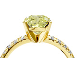 Yellow gold Fancy Yellow Cushion Cut Diamond Solitaire Pavé Engagement Ring with Round Band and Prong Setting_71