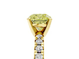 Yellow gold Fancy Yellow Cushion Cut Diamond Solitaire Pavé Engagement Ring with Round Band and Prong Setting_72