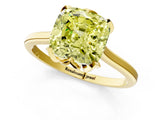 Yellow gold Fancy Yellow Cushion Cut Diamond Solitaire Ring with Flower Prong Setting and Classic Band_63