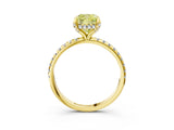 Yellow gold Fancy Yellow Cushion Cut Diamond Solitaire Ring with Four-Prong Setting and Pavé Band_6
